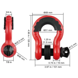 VEVOR 2Pcs 3/4" D-Ring Shackle 62832lbs